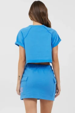 Discount Azure Blue Fleece Tee W/ Print All Tops