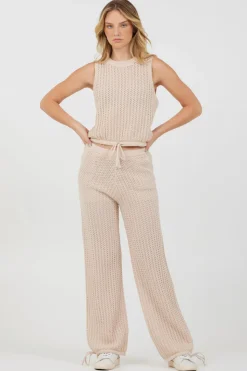 Outlet Bali Beige Open Crochet Tie Pants All Bottoms