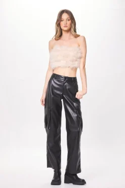 Sale Beige Feather Crop Top All Tops