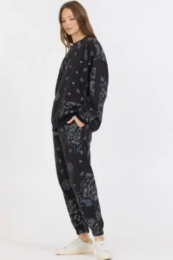 Best Sale Black Bandana Printed Fleece Crewneck All Tops|Sweatshirts