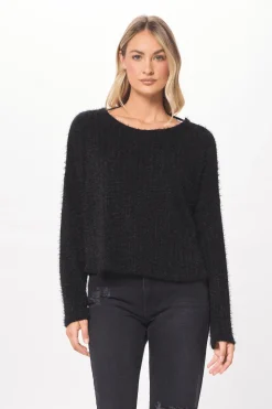 Best Sale Black Chenille Mohair Twist Back Sweater All Tops|Sweaters