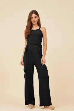 Outlet Black Knit Terry Tank All Tops|Tanks