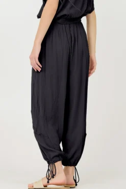 Cheap Black Rayon Crinkle Bottom Pants All Bottoms