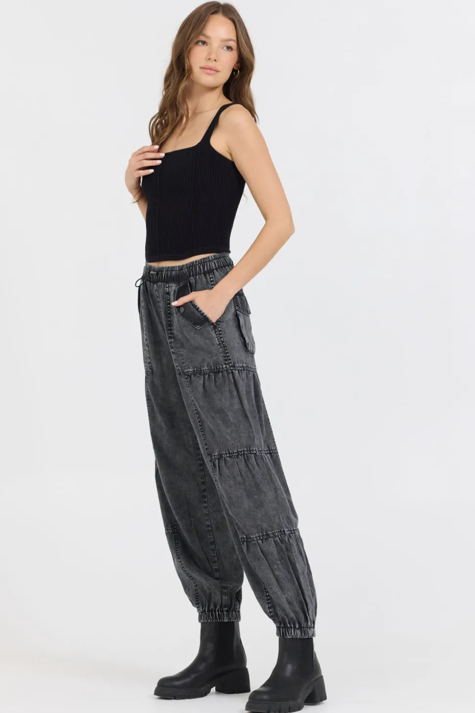 Fashion Black Rib Knit Corset Top All Tops