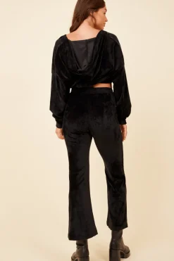 Hot Black Velour Surplice Hoodie All Tops|Hoodies