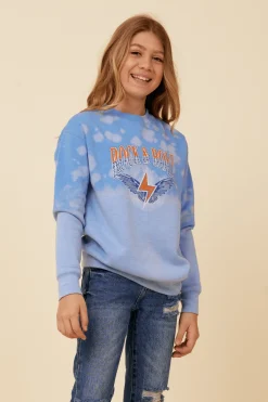 Discount Bleached Oversized Rock & Roll Sweatshirt Kids Kids Tops