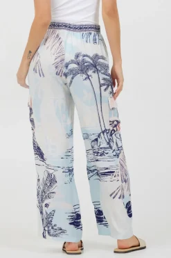 New Blue & Pink Scenic Print Placement Pants All Bottoms