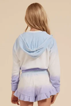 Best Blue/White/Lavender Tie Dye Terry Cloth Elastic Bottom Hoodie Kids Hoodies|Kids Tops