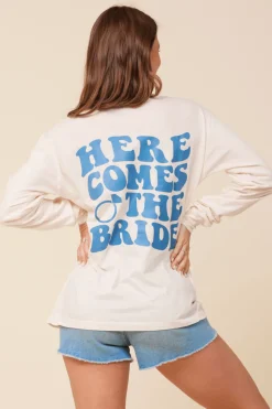 Best Bride Coconut White Wash Long Sleeved Pocket Tee All Tops