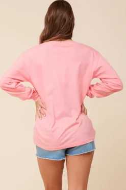 Hot Bride Tribe Sunset Pink Wash Long Sleeved Pocket Tee All Tops