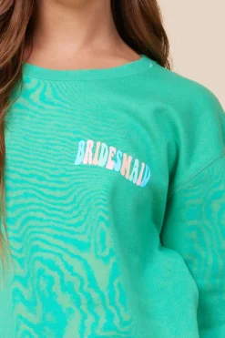 Flash Sale Bridesmaid Surf Green Surf Wash Crewneck Sweatshirt All Tops