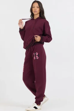 Hot Cabernet W/ Rose Printed Heavy Surf Wash Hoodie All Tops|Hoodies