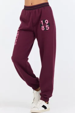 Cheap Cabernet W/ Rose Printed Heavy Surf Wash Jogger Joggers