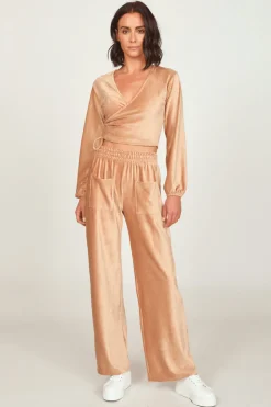 Cheap Camel Velour Surplice Top All Tops
