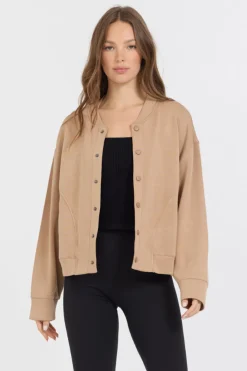 Flash Sale Caramel Heavy Cloud Fleece Bomber Jacket All Tops|Sweatshirts
