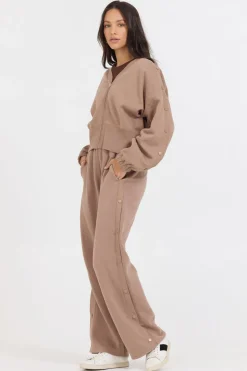 Best Caramel Latte Brushed Fleece Zip Up W/ Snap Sleeves All Tops