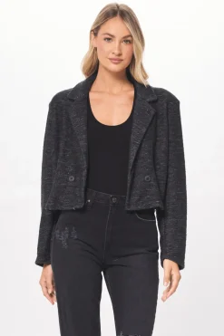 Cheap Charcoal Oversized Textured Knit Blazer All Tops
