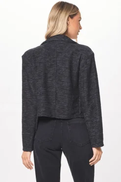 Cheap Charcoal Oversized Textured Knit Blazer All Tops