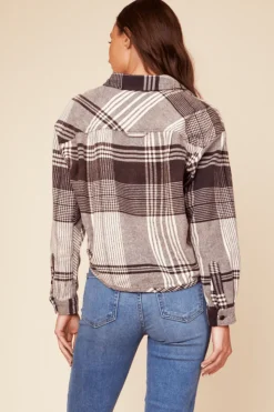 Hot Chocolate Brown Flannel Plaid Shirting Outerwear