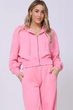 Best Sale Coastal Coral Cloud Fleece Zip Up All Tops|Hoodies