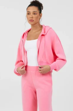 Best Sale Coastal Coral Cloud Fleece Zip Up All Tops|Hoodies