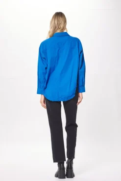 New Cobalt Blue Poplin Button Up Shirting All Tops
