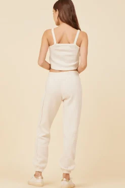 Cheap Coconut White Solid Burnout Fleece Tank All Tops|Tanks