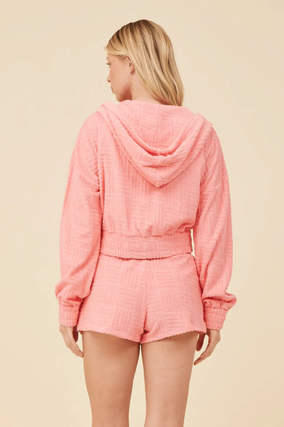 Store Coral Corded Terry Zip Up All Tops|Hoodies