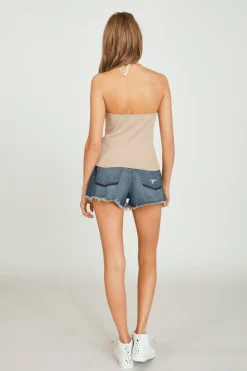 Cheap Cuban Sand Crochet Detail Halter Top All Tops