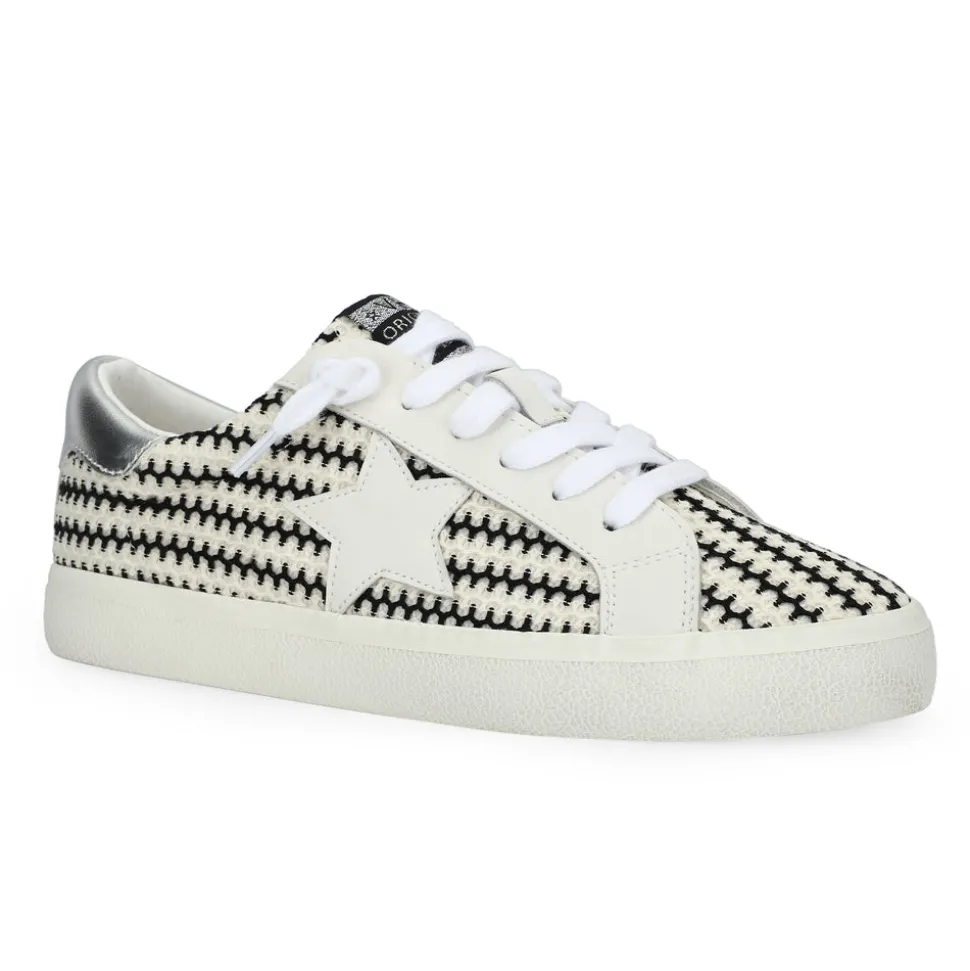 Fashion FLAIR 45 - BLACK/WHITE CROCHET Low Tops