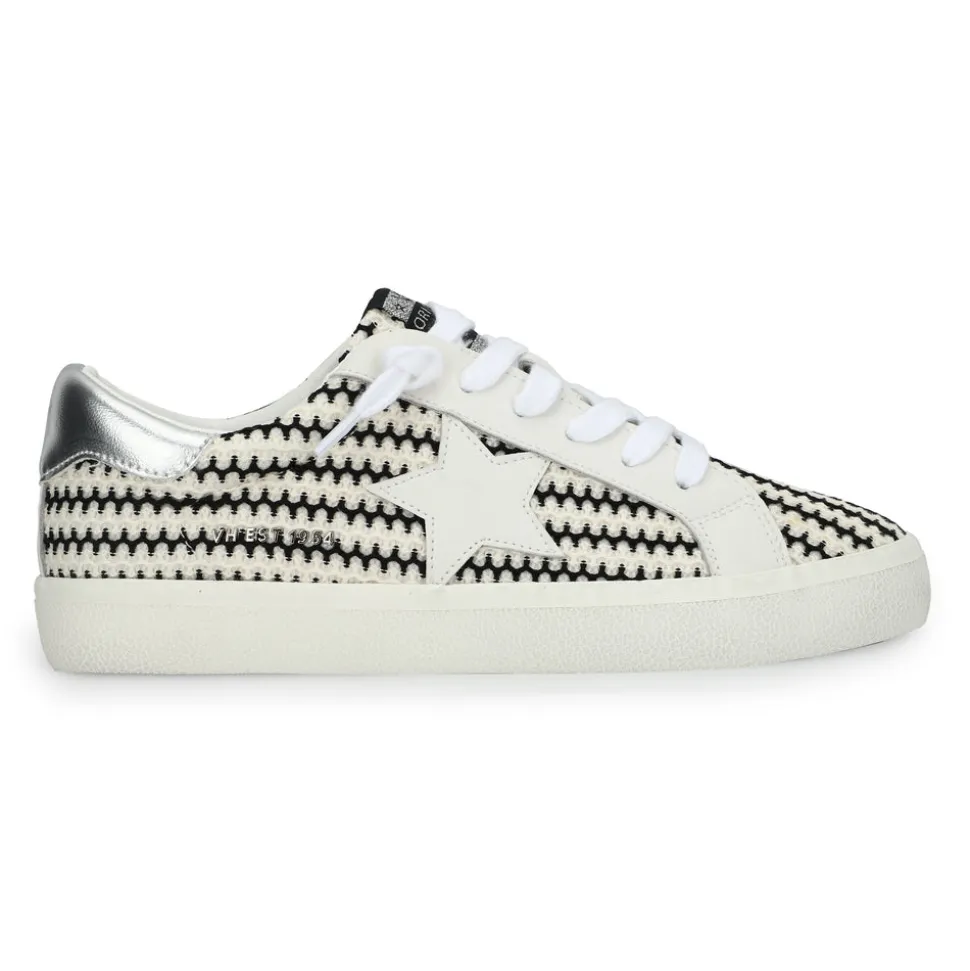 Fashion FLAIR 45 - BLACK/WHITE CROCHET Low Tops