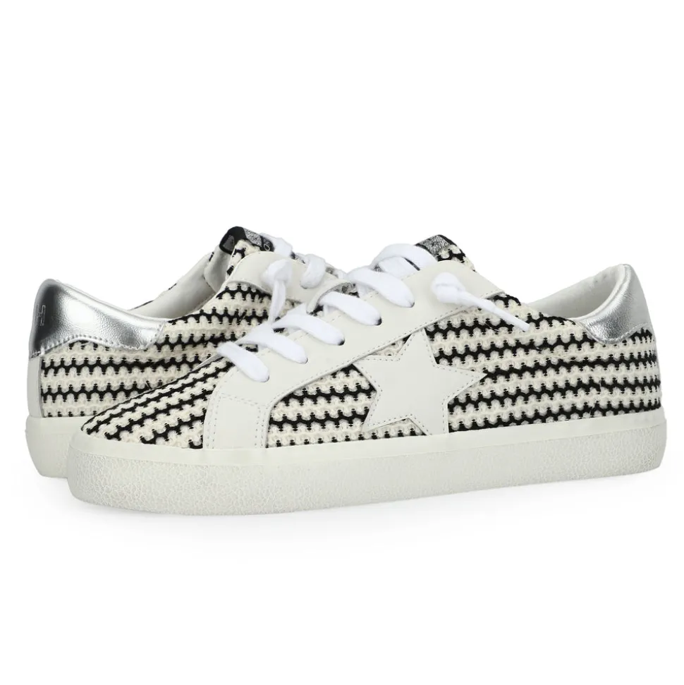 Fashion FLAIR 45 - BLACK/WHITE CROCHET Low Tops