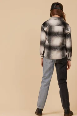 Shop FLANNEL SHACKET- BLACK Kids Kids Tops