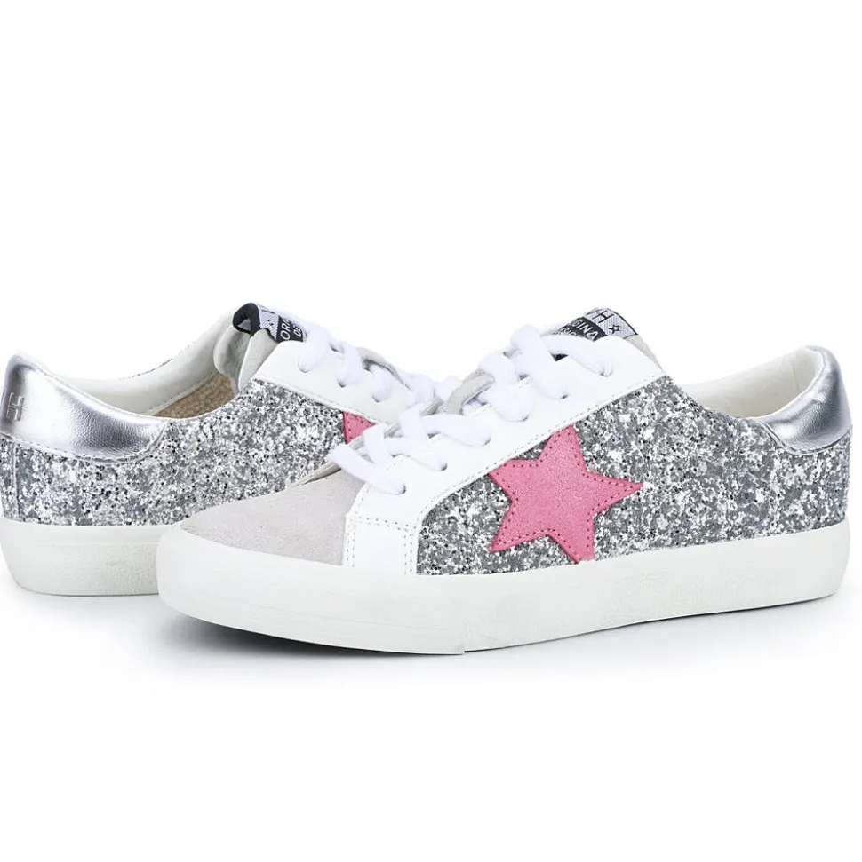 Cheap Grande - White Silver Pink Low Tops
