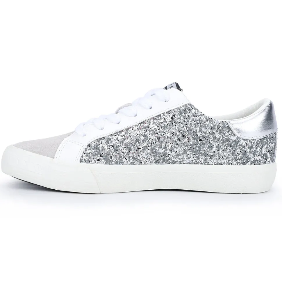 Cheap Grande - White Silver Pink Low Tops