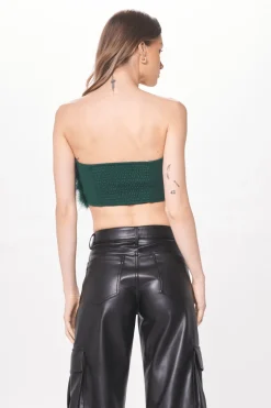 Online Green Feather Crop Top All Tops