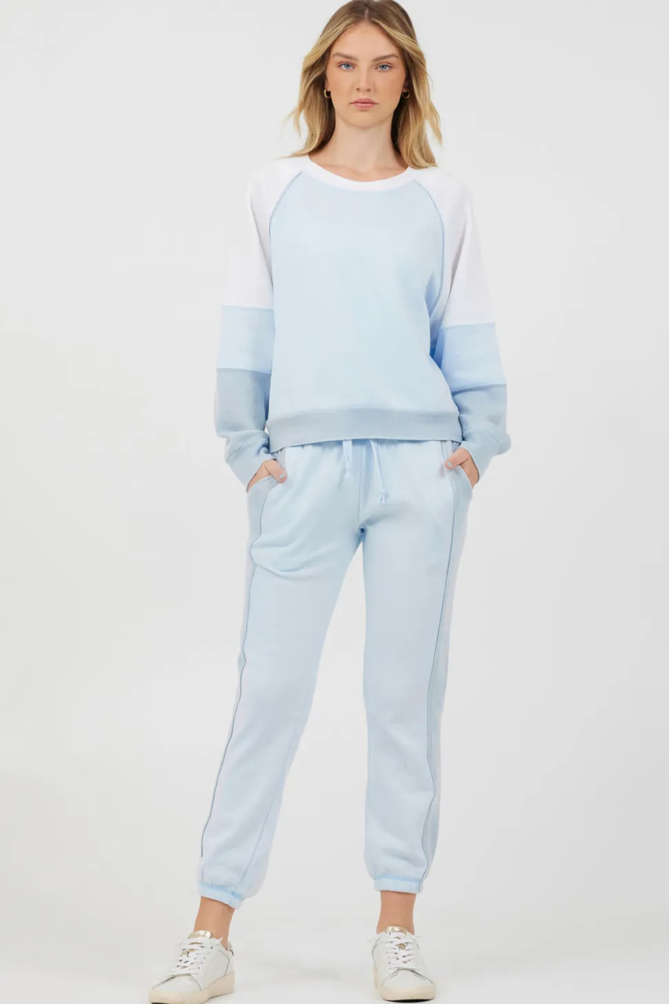 Cheap Grey Smoke Colorblock Fleece Joggers All Bottoms