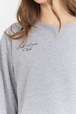 Cheap Heather Grey Essential Fleece Crew W/ Self Love Club Crewneck All Tops|Sweatshirts