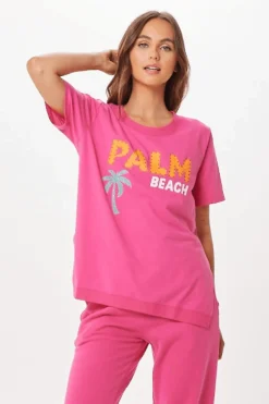 Fashion Hot Pink Palm Beach Jet Setter T-Shirt All Tops