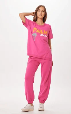 Fashion Hot Pink Palm Beach Jet Setter T-Shirt All Tops