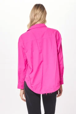 Cheap Hot Pink Poplin Button Up Shirting All Tops