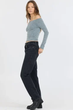 Cheap Hunter Green Fitted Off The Shoulder Top All Tops