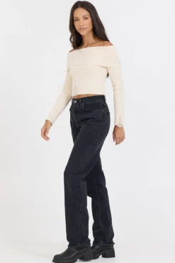 Best Ivory Distressed Off Shoulder Sweater All Tops|Sweaters