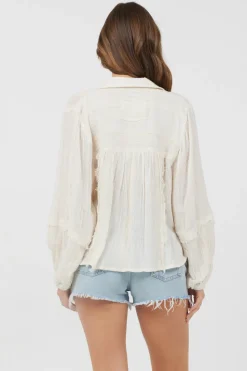 Cheap Ivory Multi Texture Polo Blouse All Tops