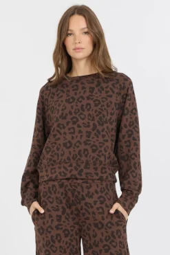 Fashion Leopard Printed Cloud Fleece Crewneck All Tops|Sweatshirts