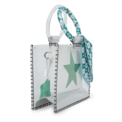 New MINI MOLLY - SCARF WHITE GREEN Clear Bags|Small Bag