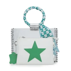 New MINI MOLLY - SCARF WHITE GREEN Clear Bags|Small Bag