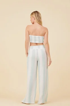 Online Mint & White Cabana Stripe Gauze Bandeau Crop Top All Tops