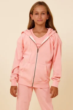 Discount Misty Coral New Burnout Zip Hoodie Hoodies