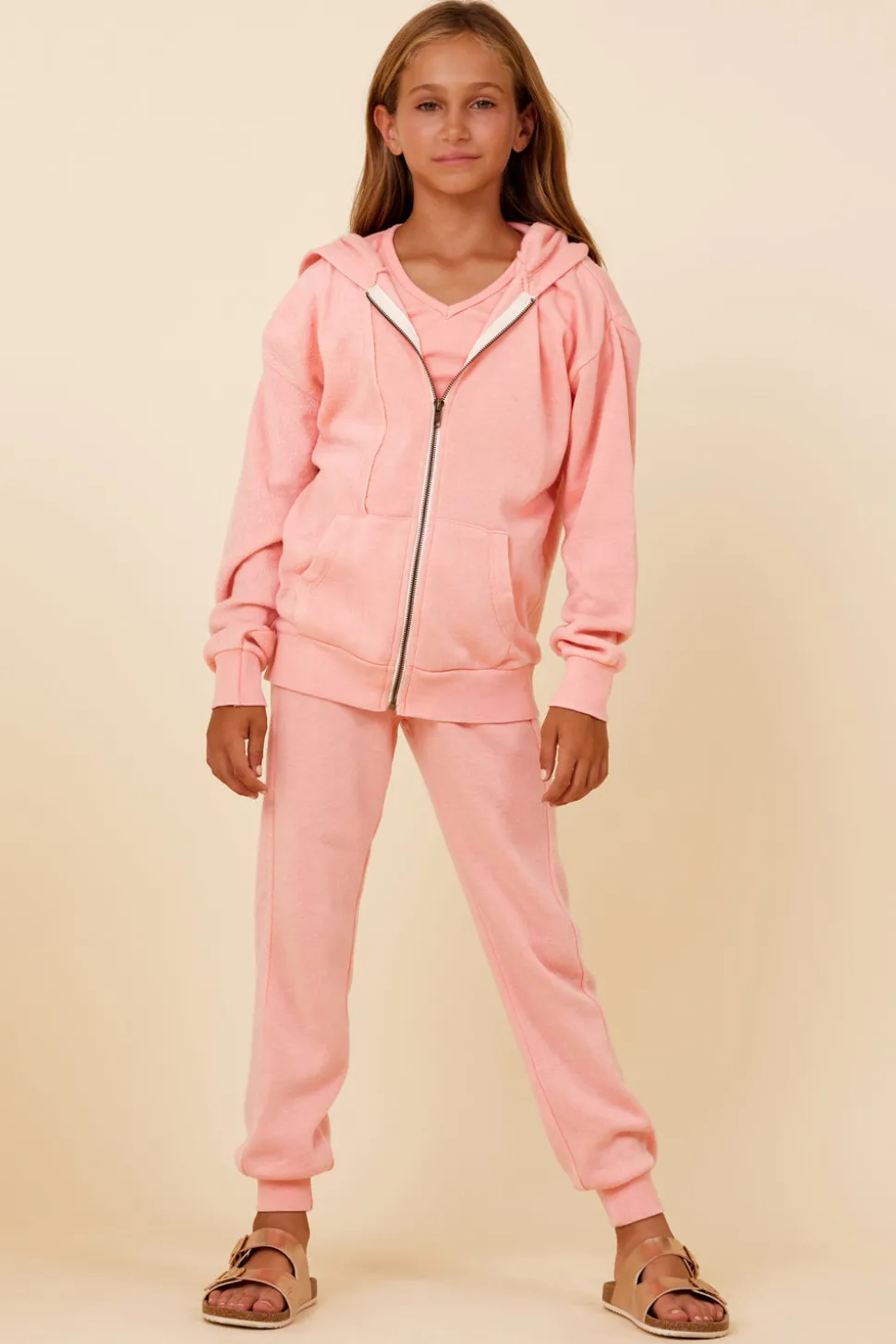 Discount Misty Coral New Burnout Zip Hoodie Hoodies